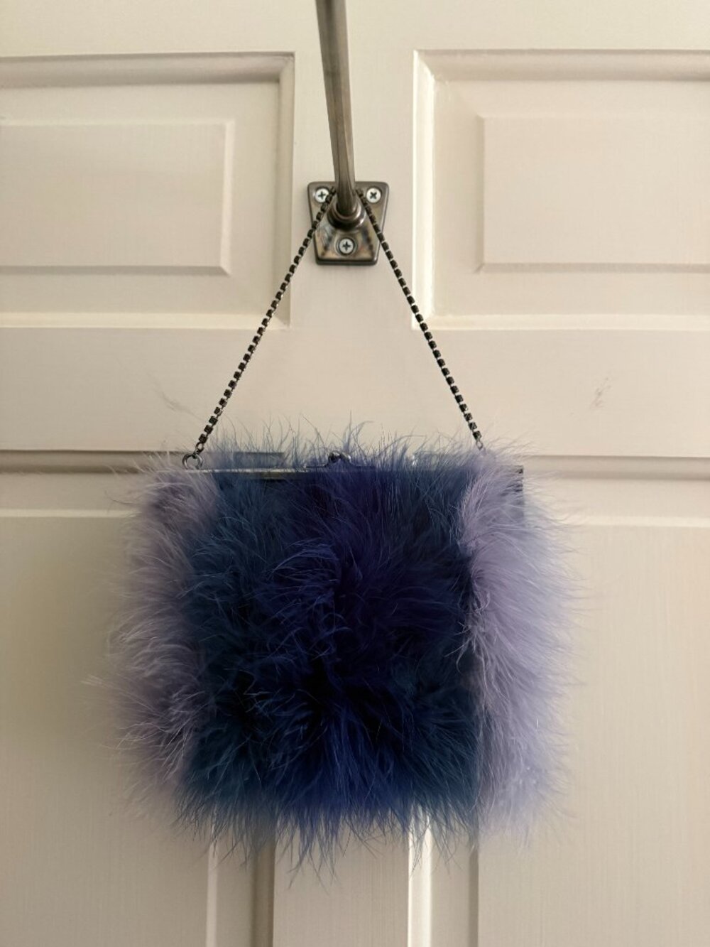 Vintage Saks Fifth Avenue Blue Ostrich Evening Bag like new